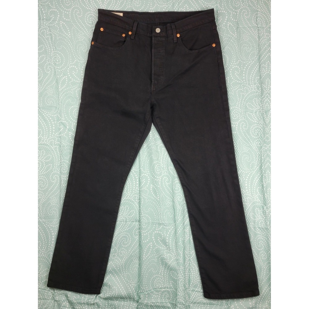 Levis 501 XX Premium Jeans Womens Black‎ Cropped  Button Fly Stretch 34x28 EC